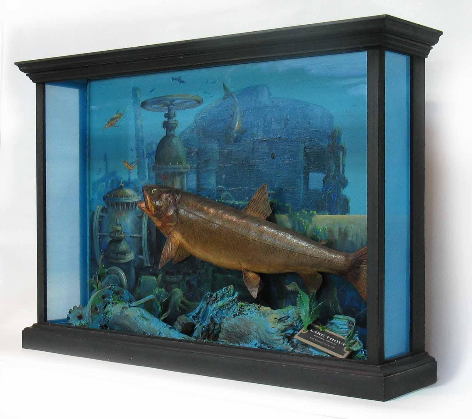 Sporting Art Unusual Fish Taxidermy Diorama Set in Decaying Underwater Industrial Environment