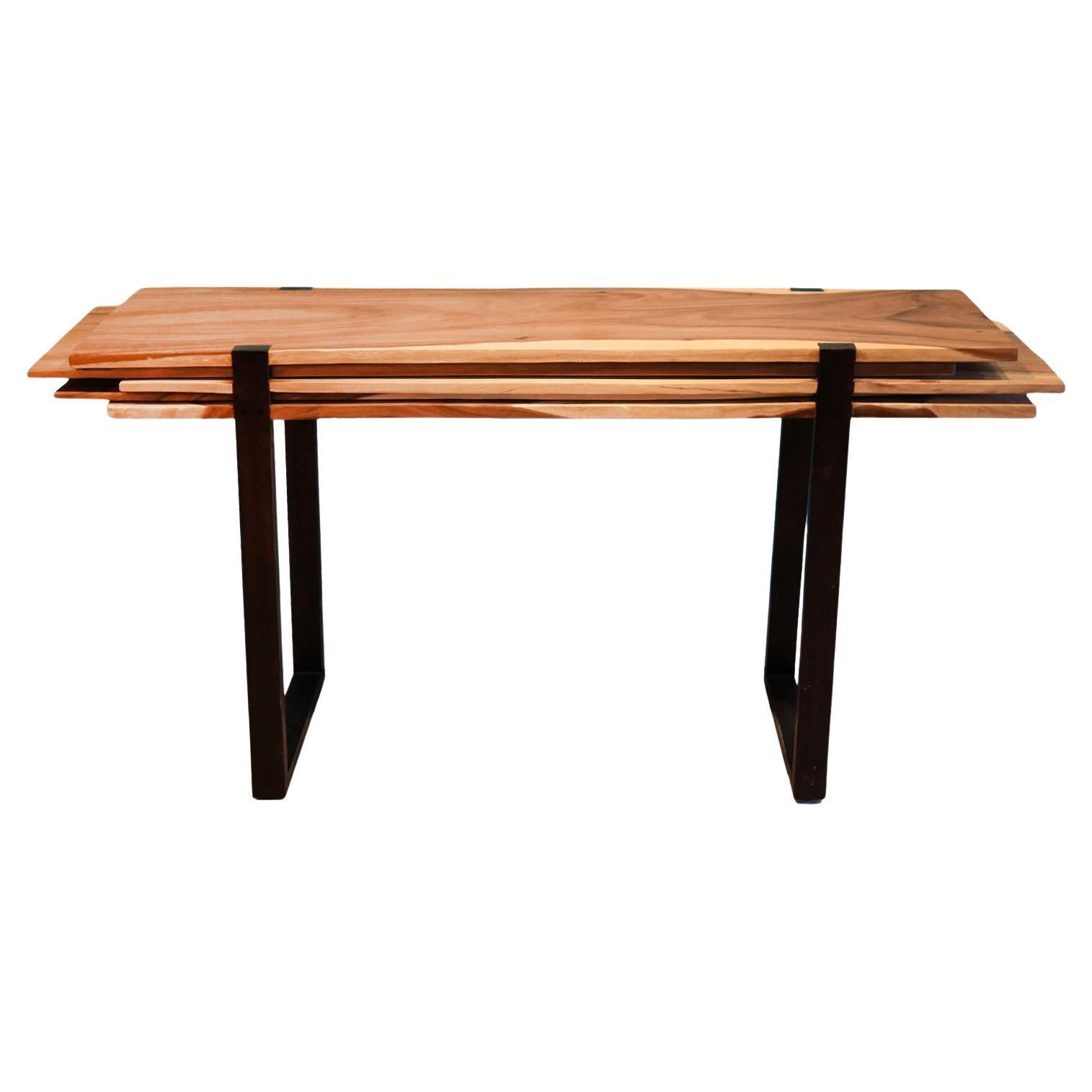 Unusual Five Plank Live Edge Wood Console Table