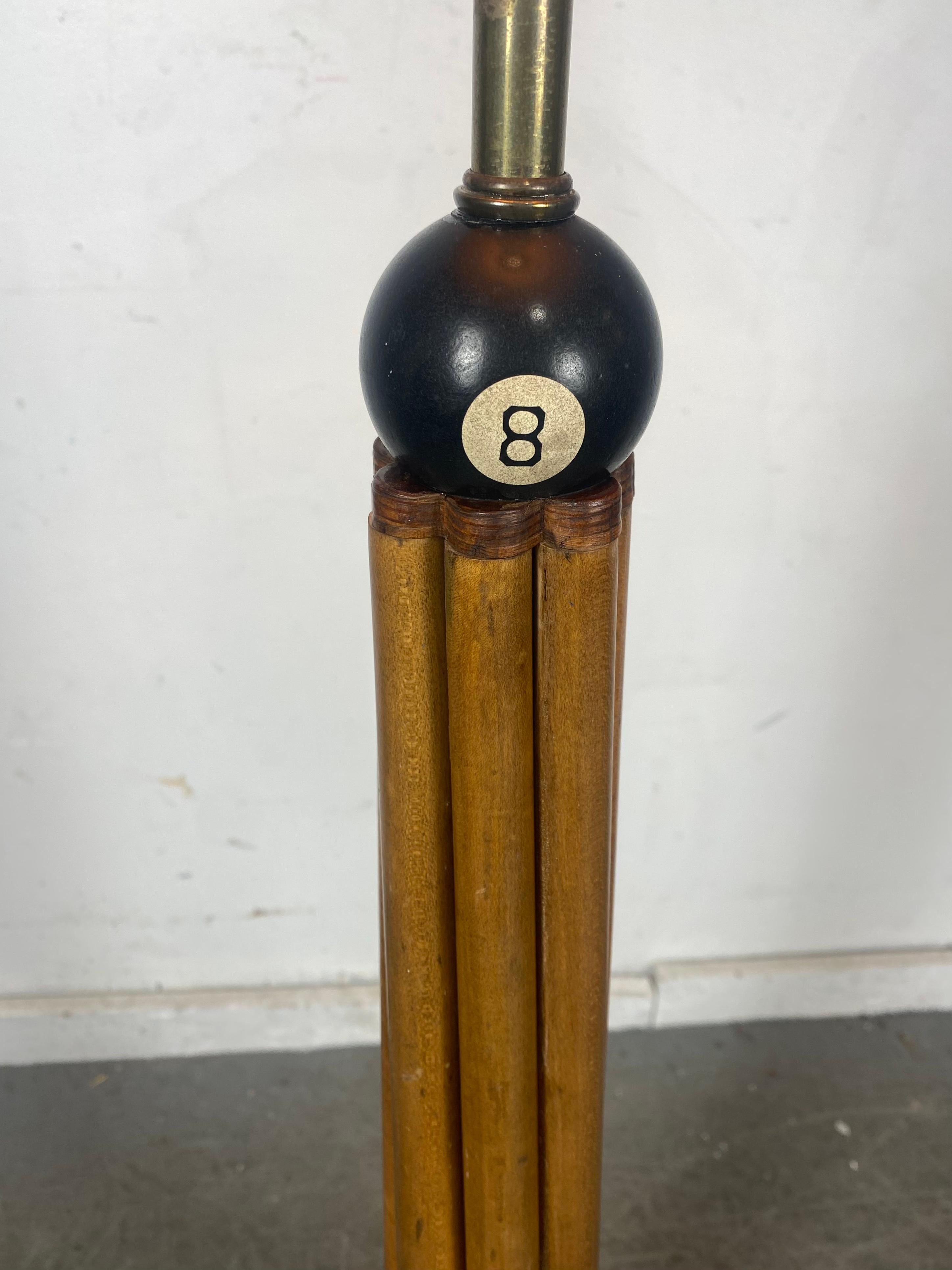 American Unusual Folk Art, Bespoke Billiard Themed Floor Lamp, 8-Ball, Modernist For Sale