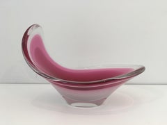 Unusual Freeform Colored Crystal Cup, Signed, Scandinavia, circa 1970