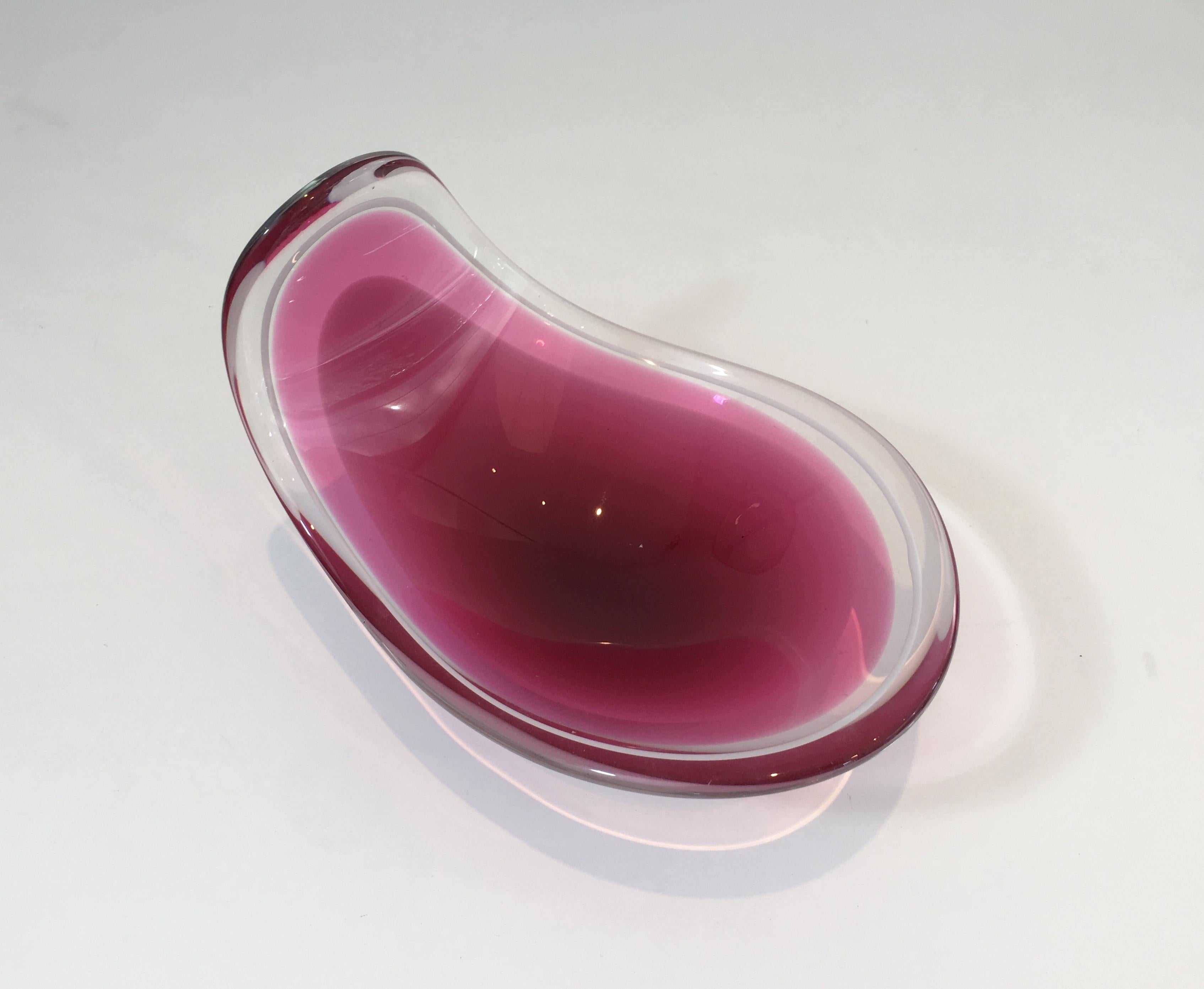 Mid-Century Modern Unusual Freeform Colored Crystal Cup, Signed, Scandinavia, circa 1970 For Sale