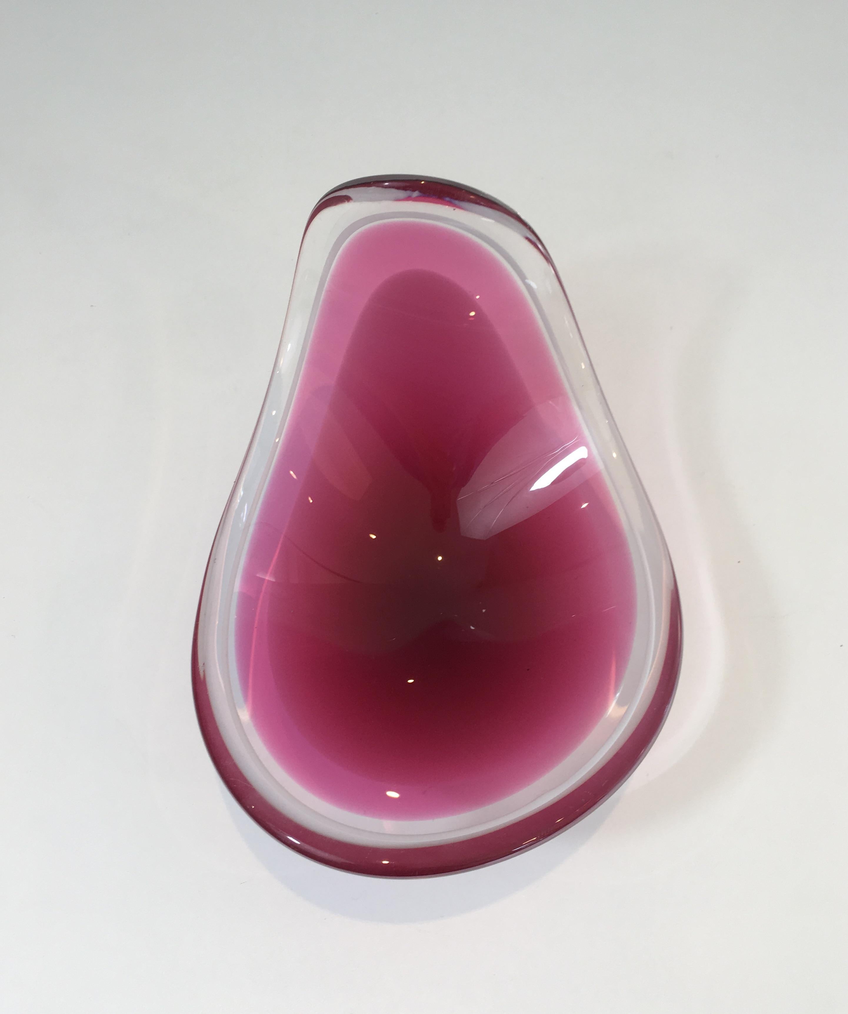 French Unusual Freeform Colored Crystal Cup, Signed, Scandinavia, circa 1970 For Sale