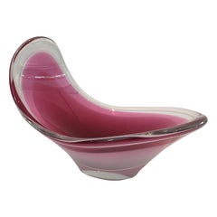 Unusual Freeform Colored Crystal Cup, Signed, Scandinavia, circa 1970