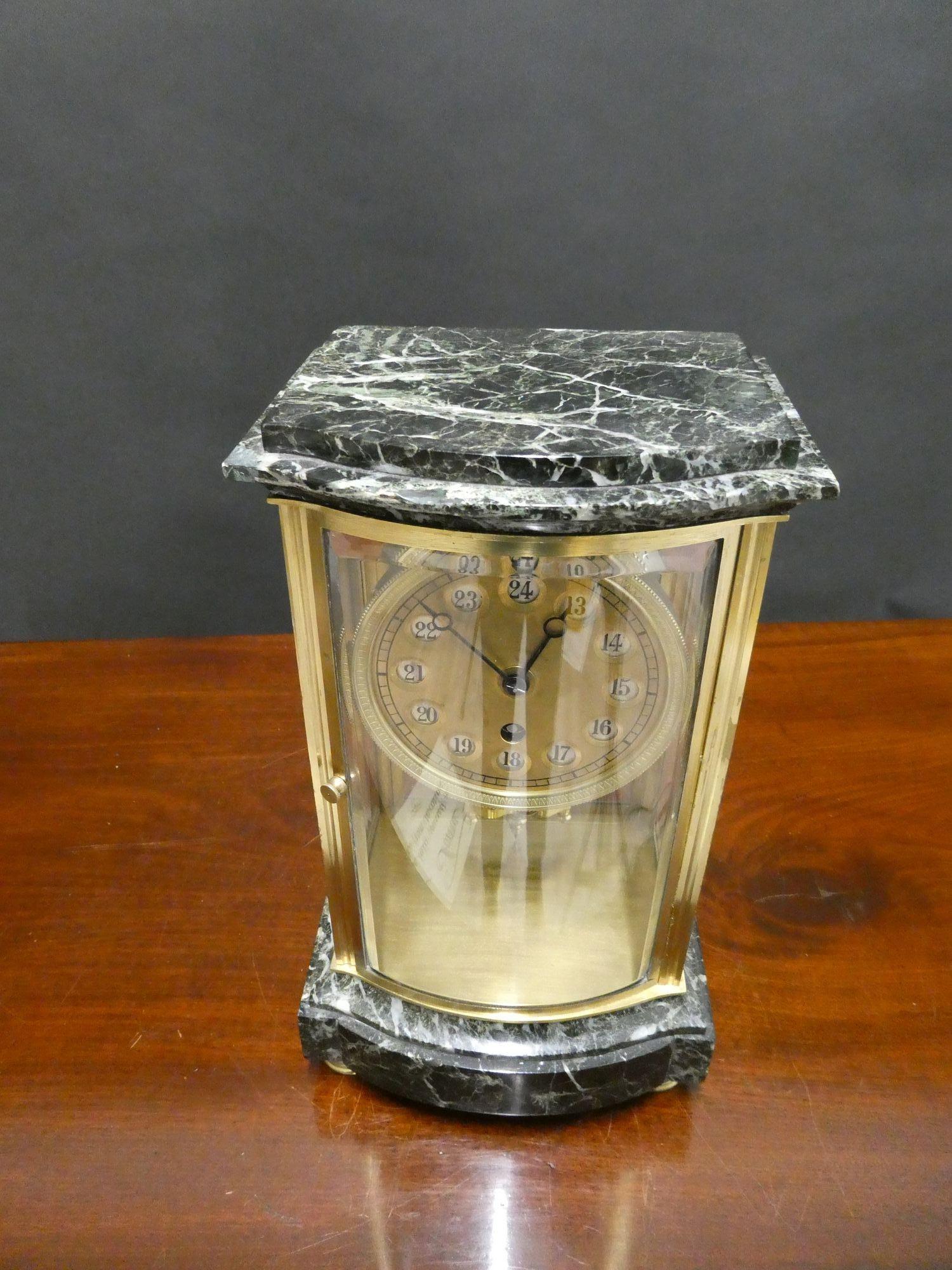Unusual French 24 Hour Four Glass Mantel Clock For Sale 3