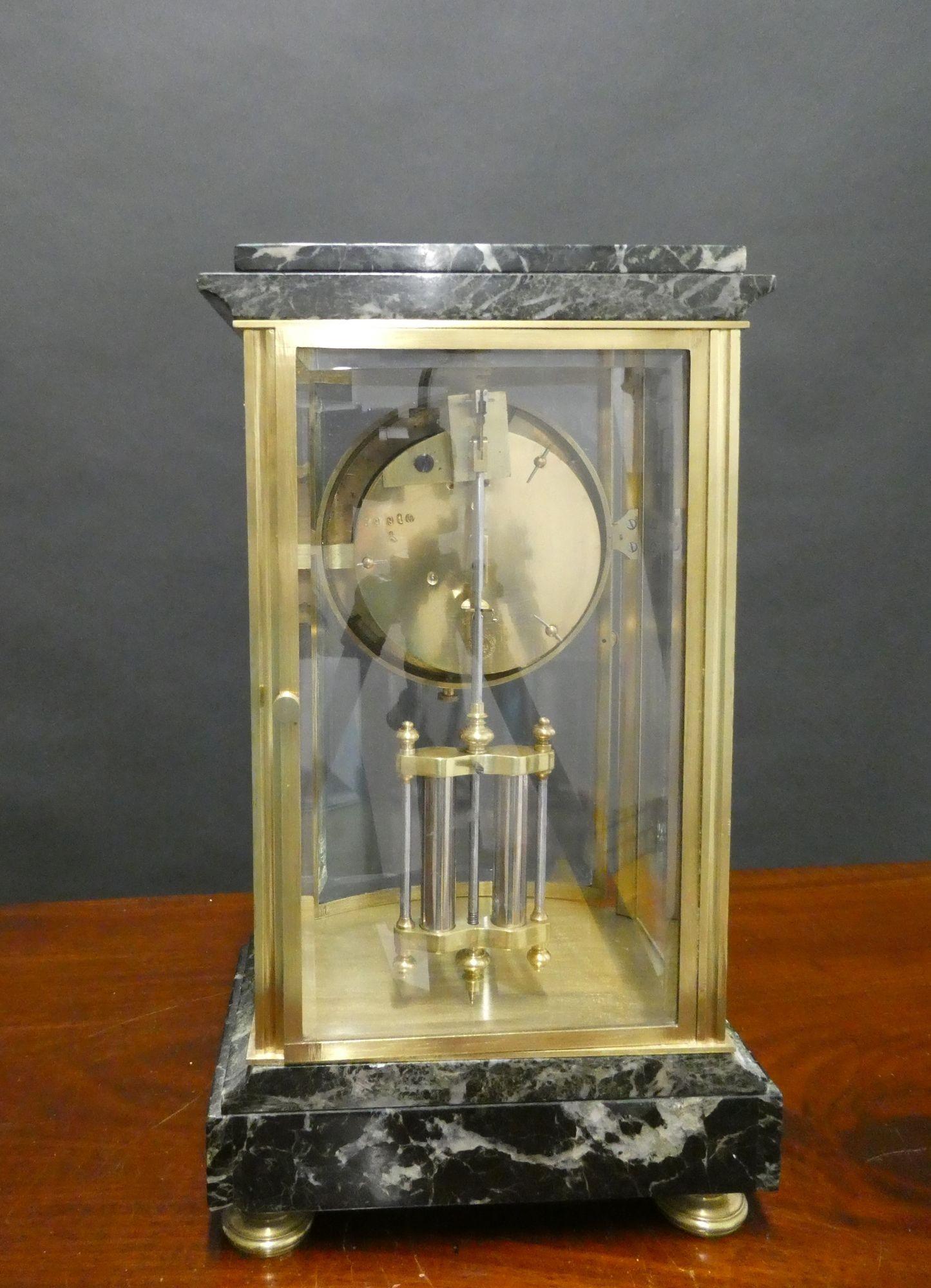 Unusual French 24 Hour Four Glass Mantel Clock In Good Condition For Sale In Norwich, GB