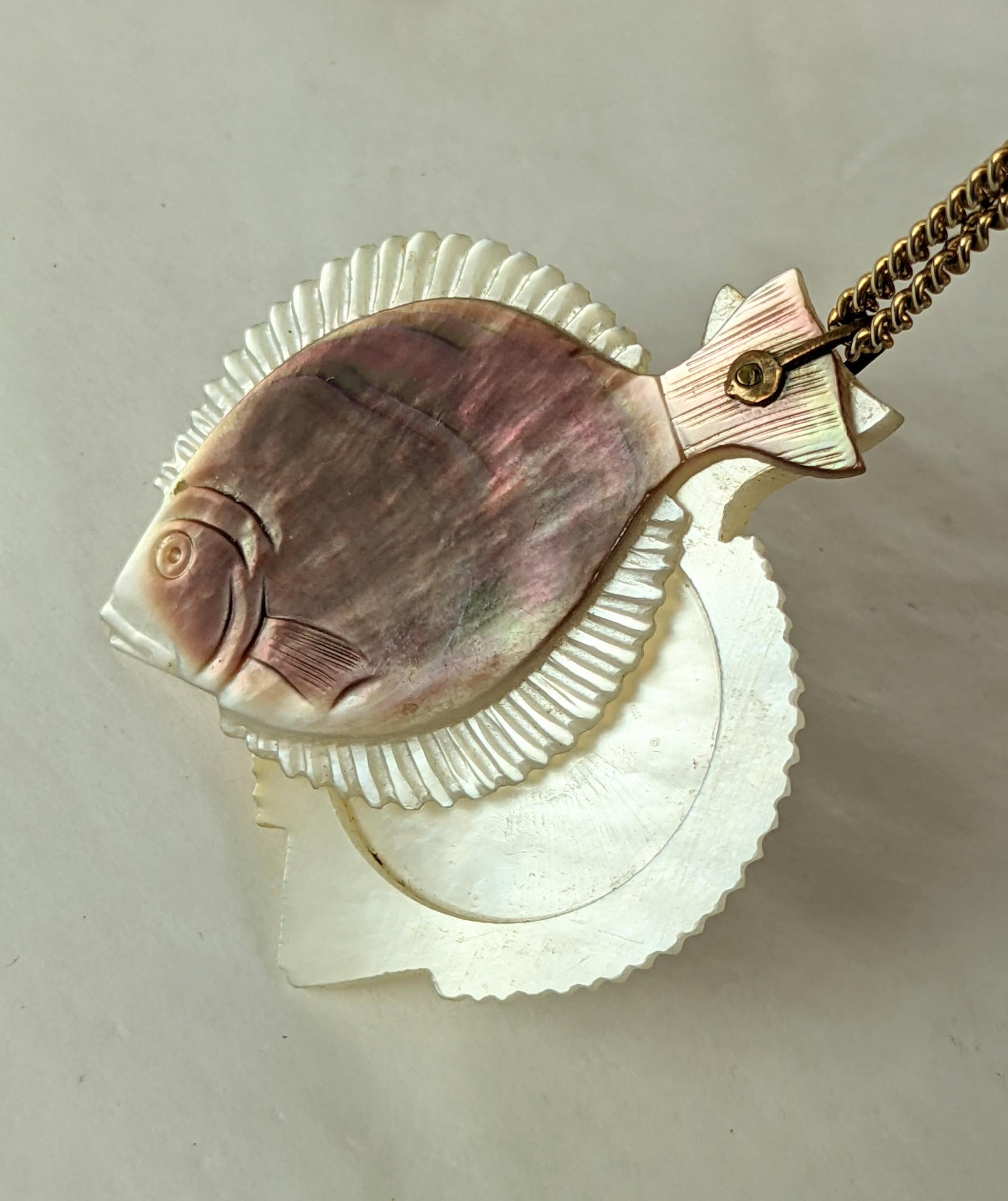 Unusual French Art Deco Mother of Pearl Locket In Excellent Condition For Sale In New York, NY