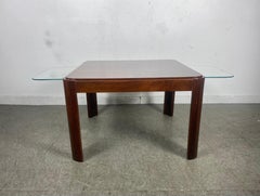 Ungewöhnlicher französischer Art-Déco-Couchtisch/Couchtisch aus Rosenholz, ausziehbarer Glaseinlage, Art déco