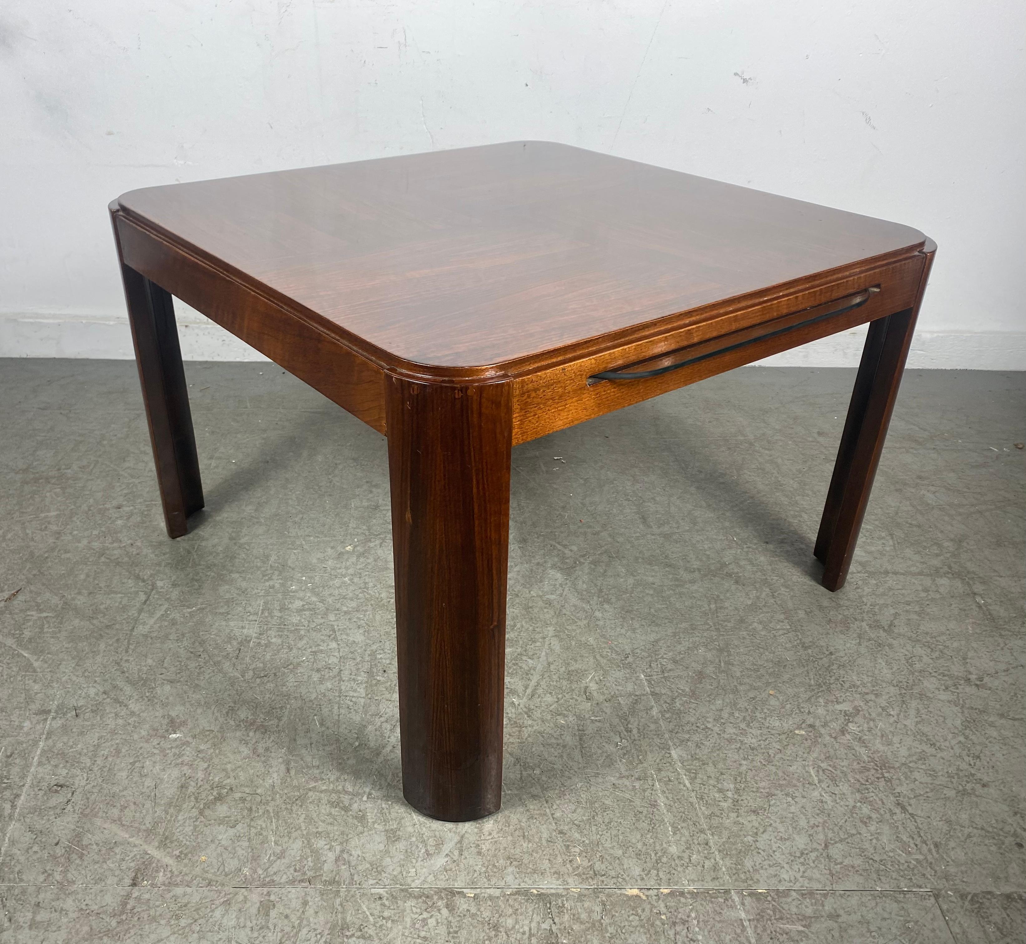 Unusual French Art Deco Rosewood Cocktail / Coffee Table, pull out glass inserts 3