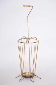 Unusual French Brass Umbrella Stand, Well Preserved Original Condition, 1950s