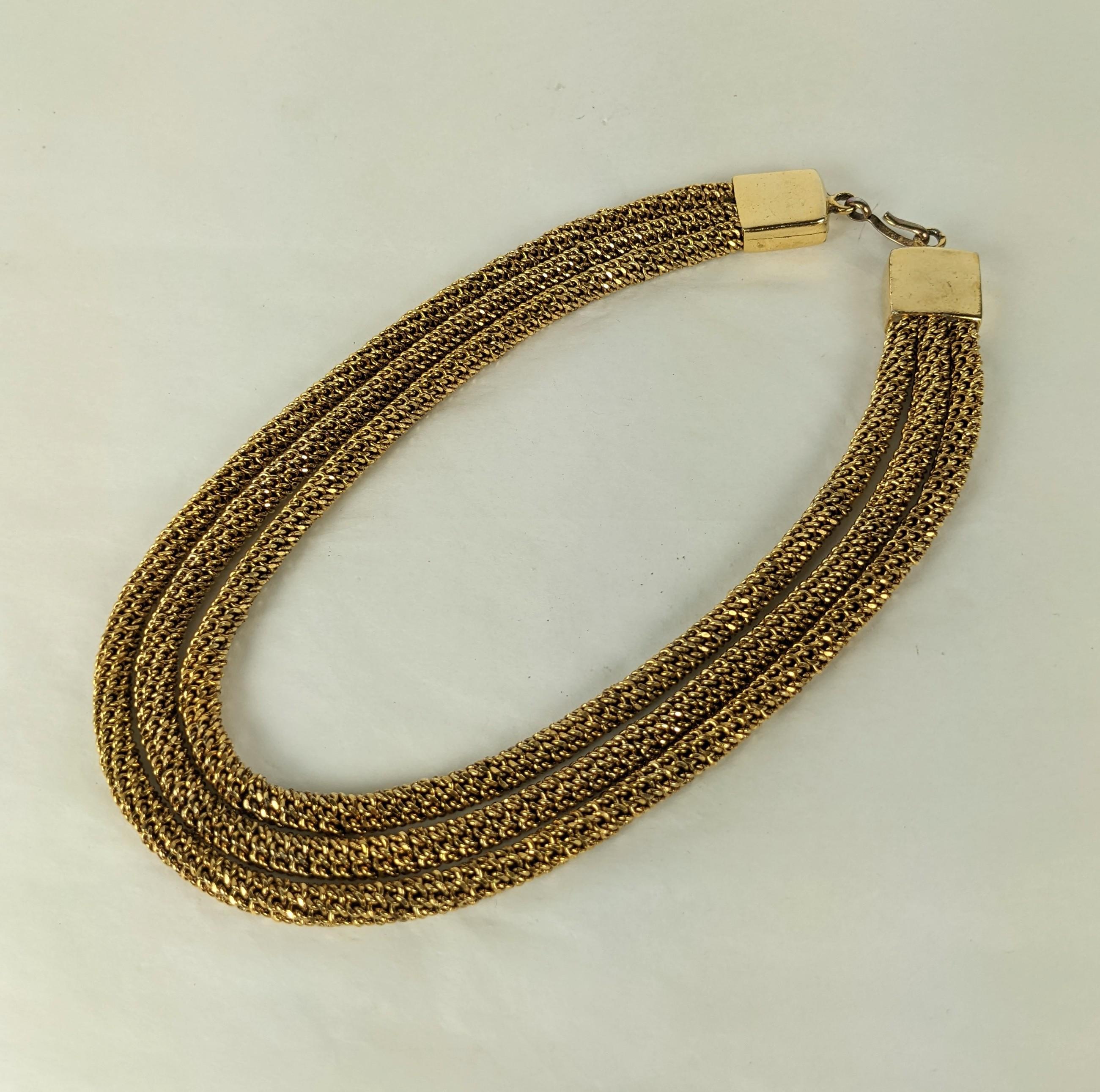 Ungewöhnliche französische Ketten-Multistrand-Halskette, bestehend aus 3 