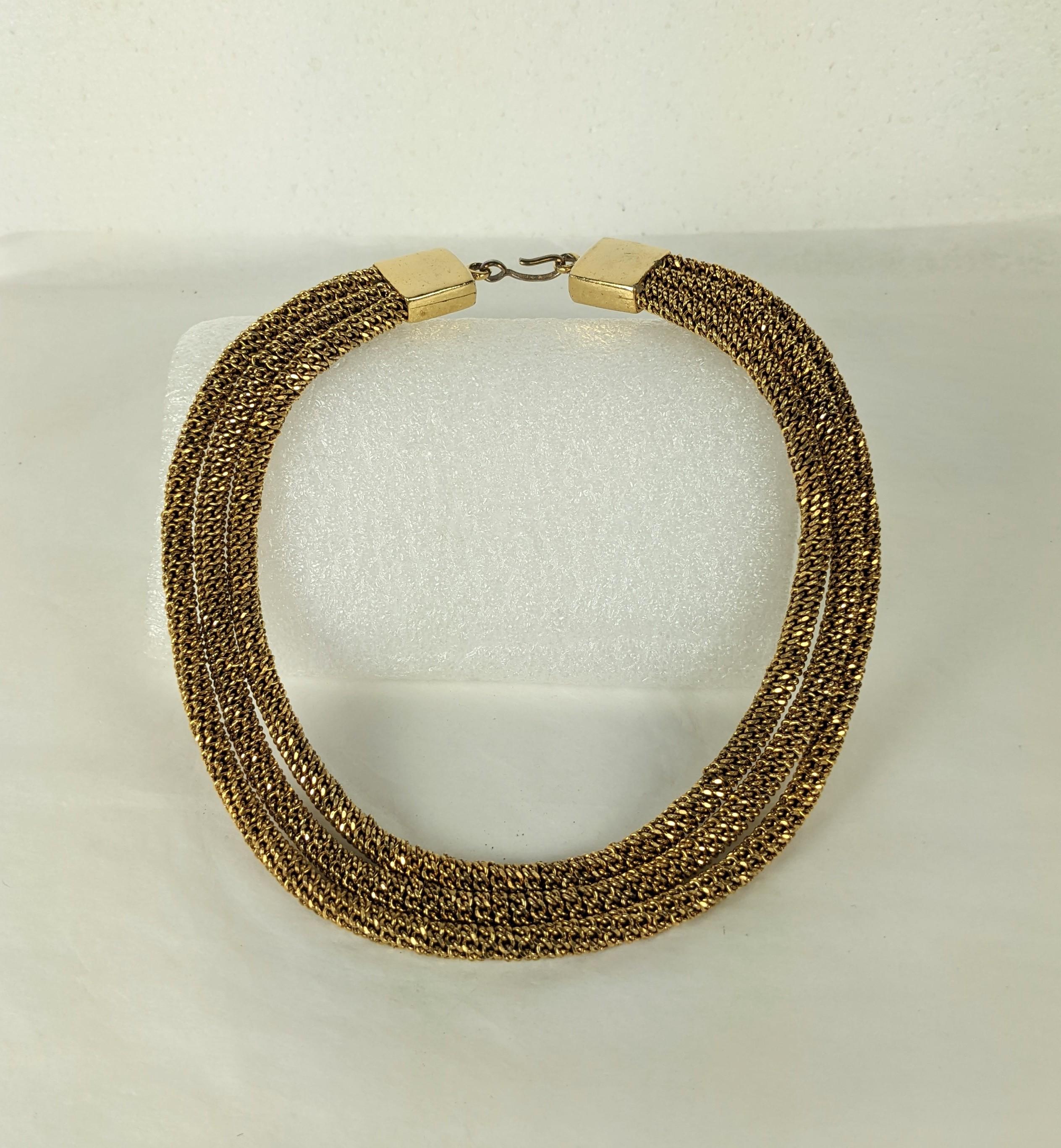 Unusual French Chain Multistrand Necklace In Good Condition For Sale In New York, NY