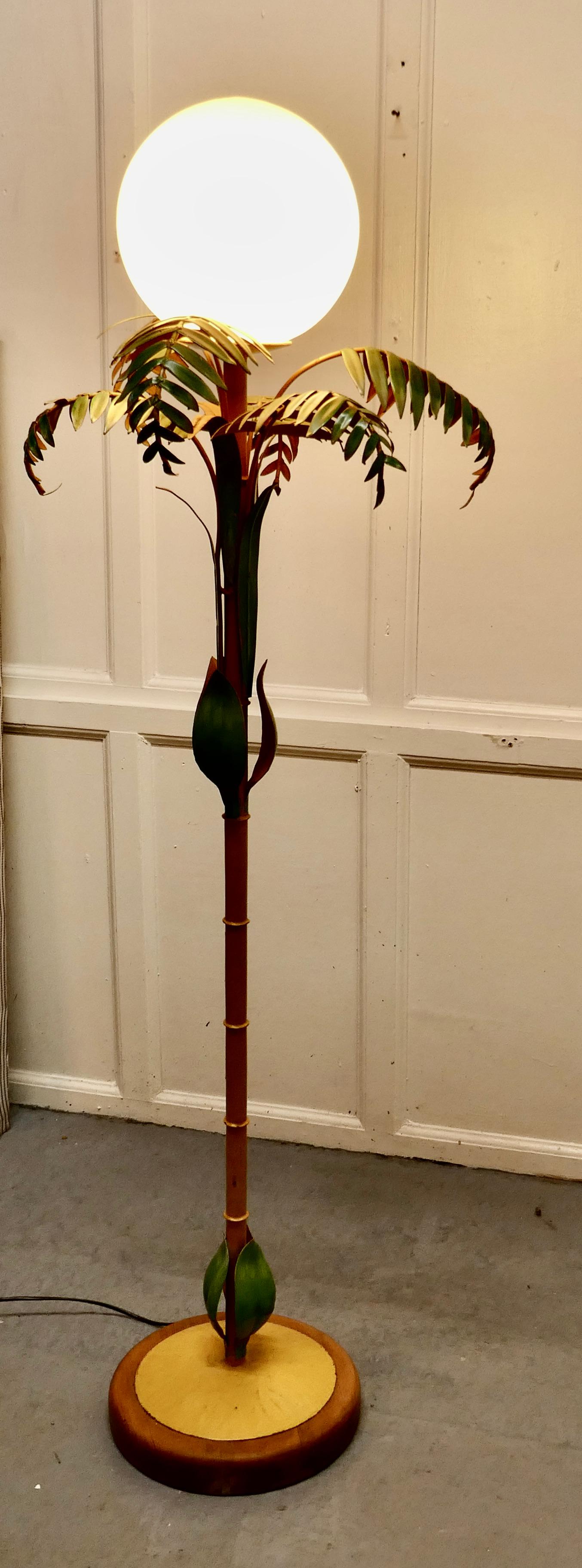 Unusual French Conservatory Painted Toleware Floor Lamp For Sale 1