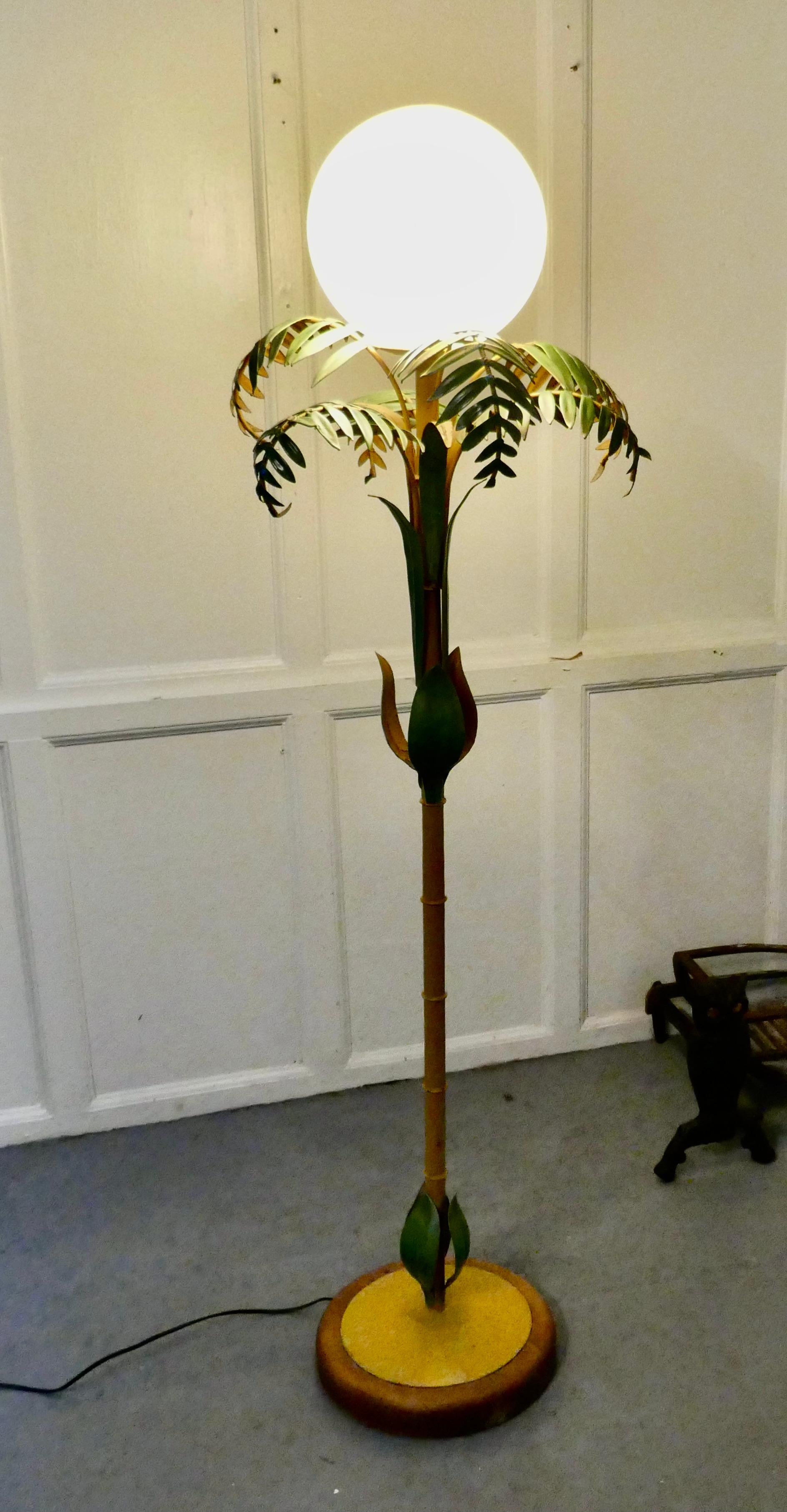 Mid-Century Modern Unusual French Conservatory Painted Toleware Floor Lamp For Sale