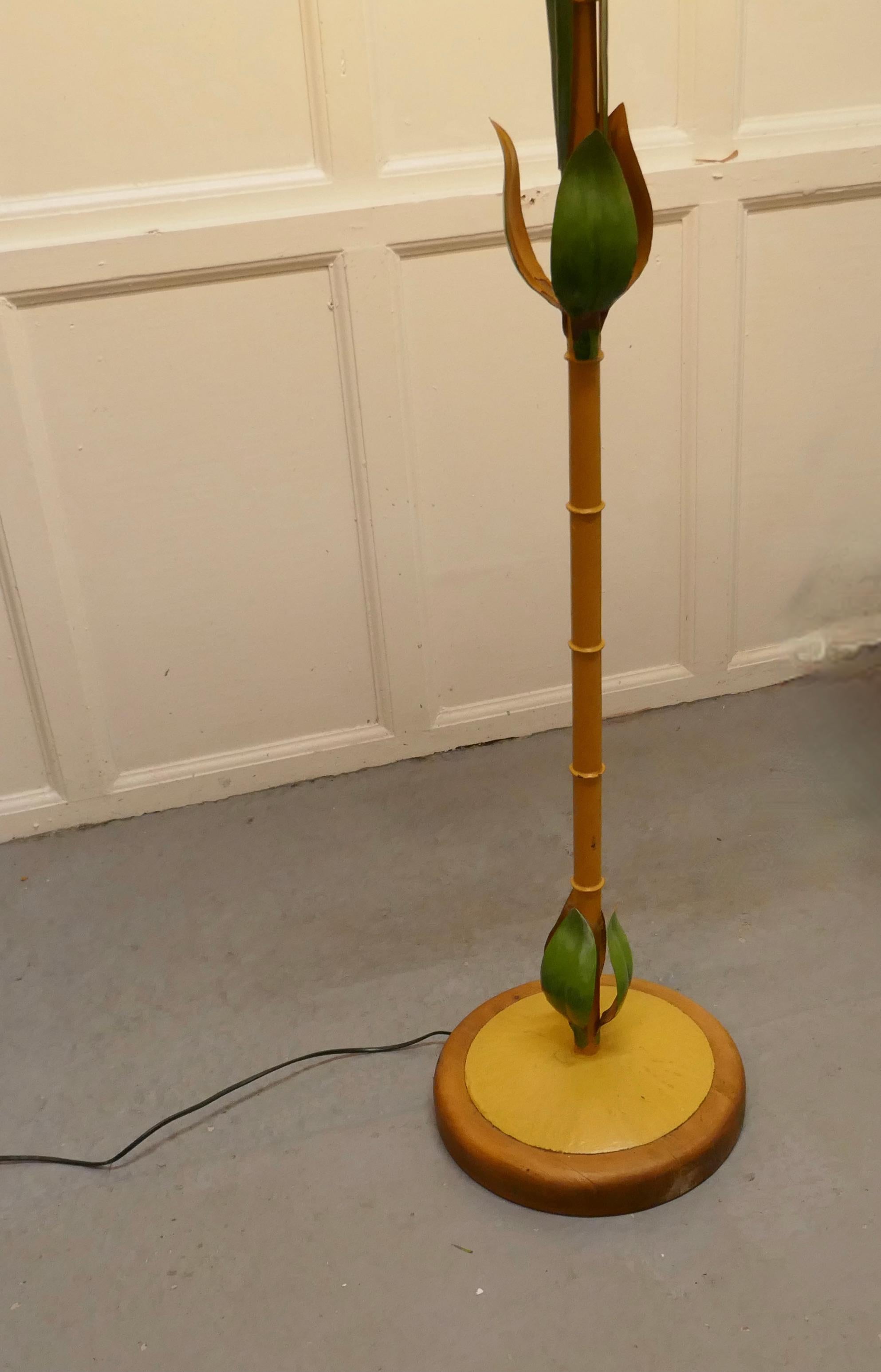 Tin Unusual French Conservatory Painted Toleware Floor Lamp For Sale