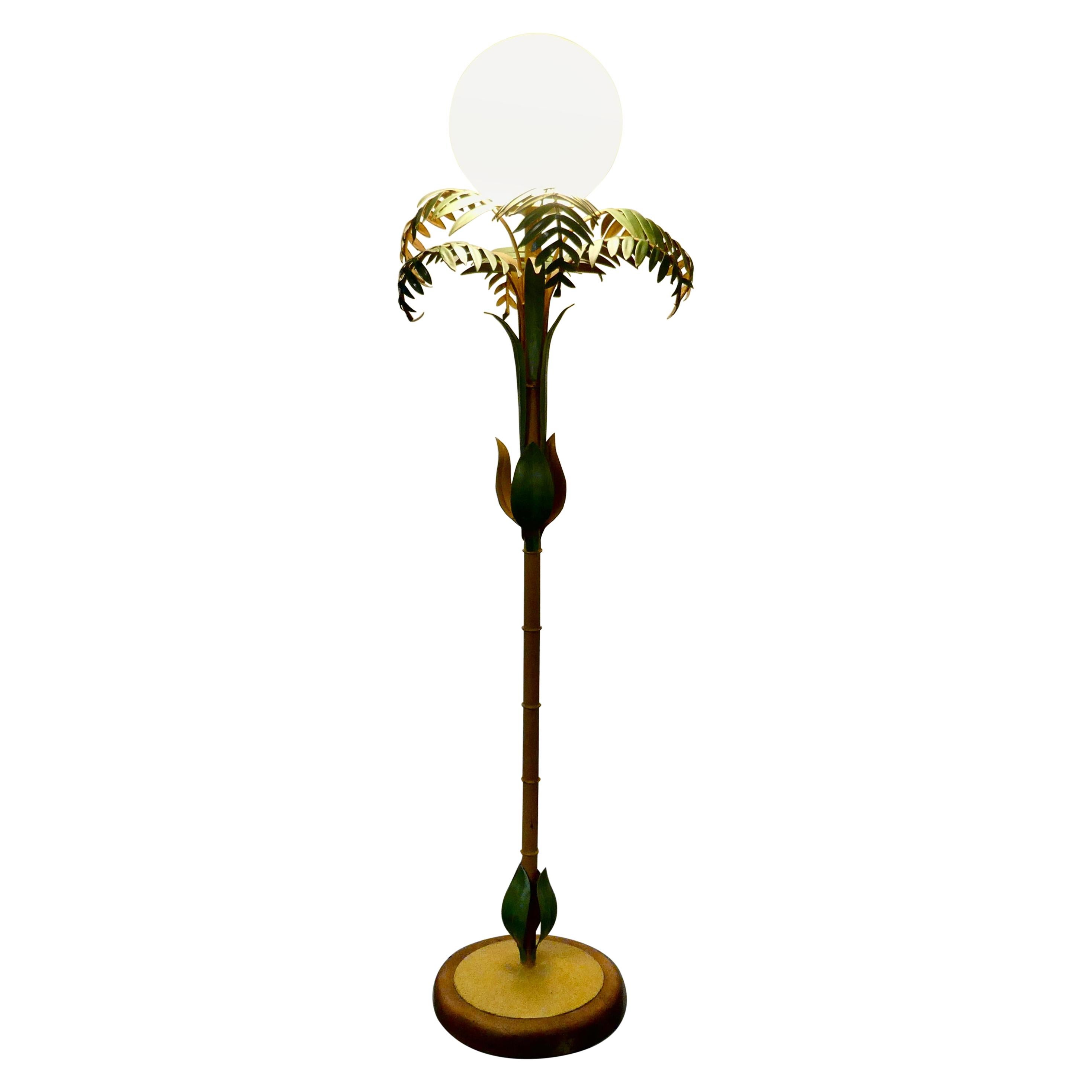 Unusual French Conservatory Painted Toleware Floor Lamp