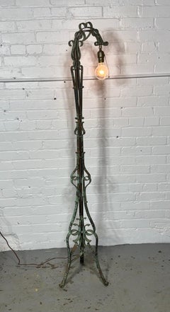 Unusual French Iron Floor Lamp.. after Raymond Subes . crafts / nouveau