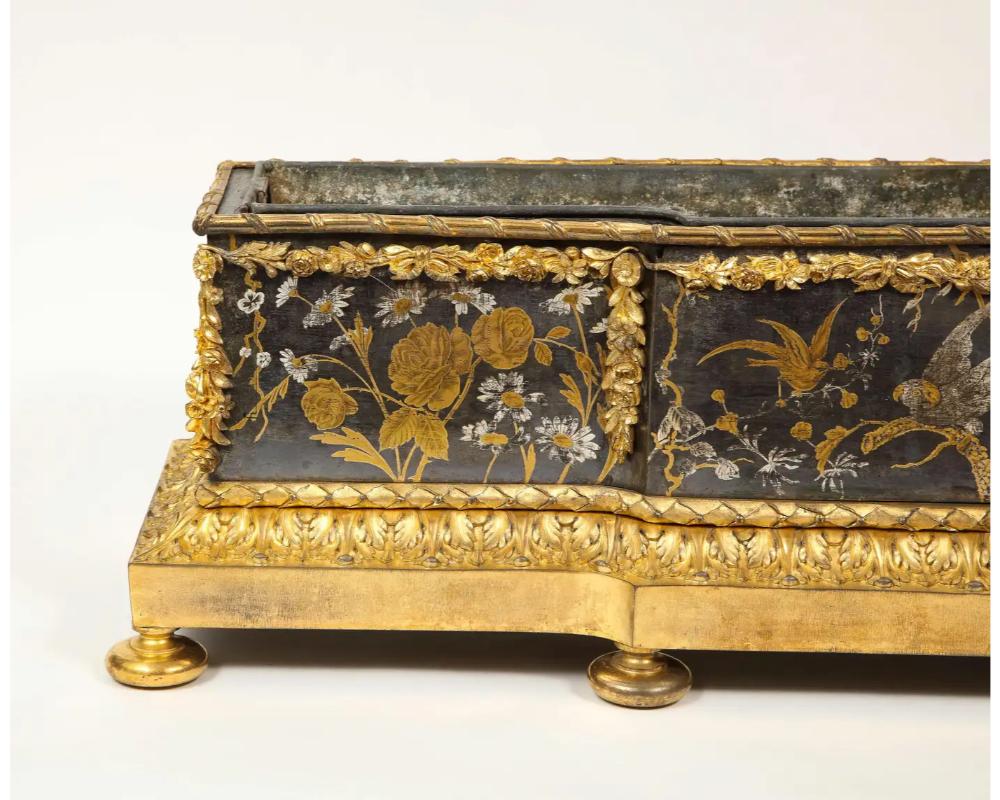 Unusual French Japonisme Ormolu-Mounted Tole Jardinière, circa 1870 In Good Condition For Sale In New York, NY