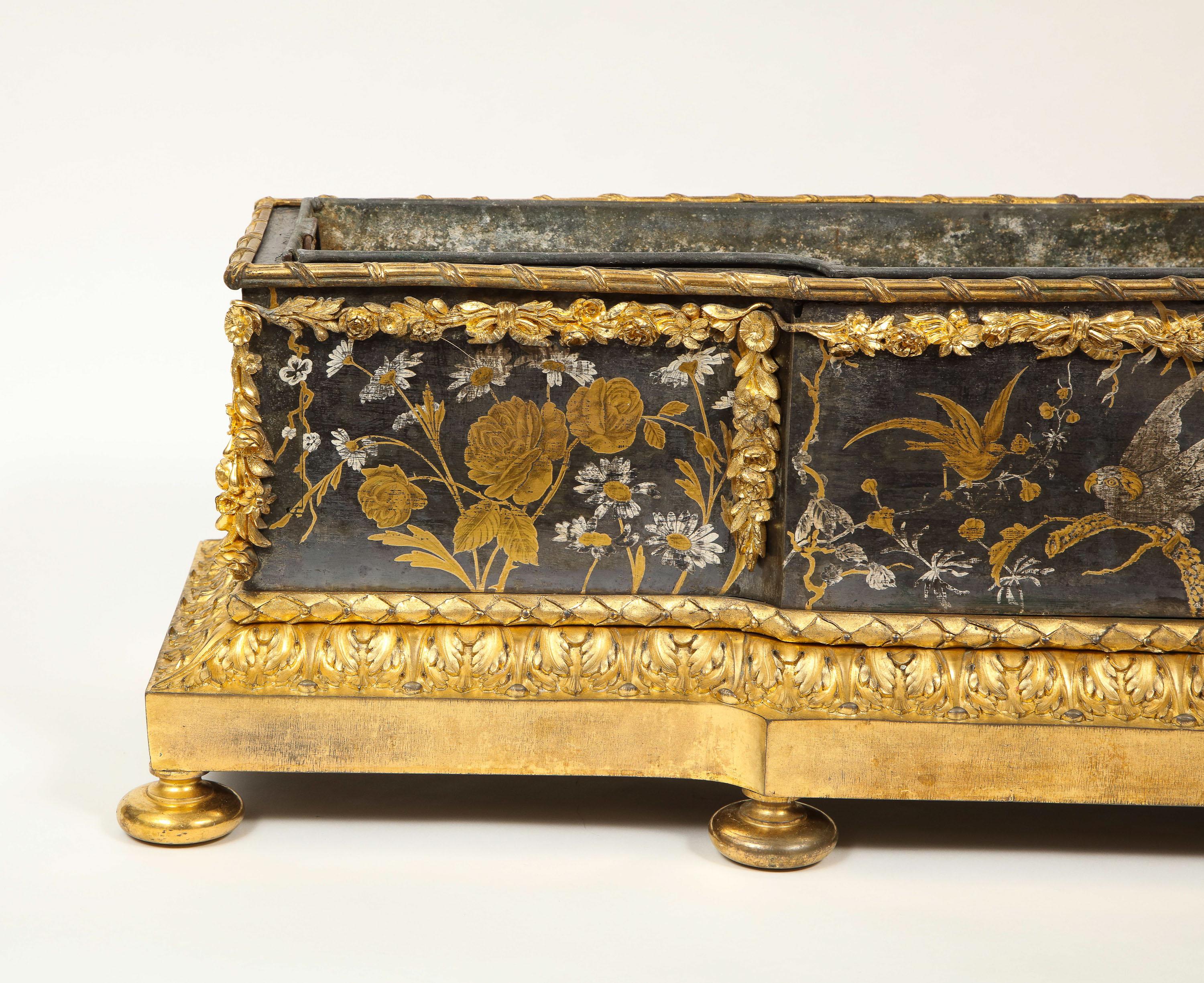Unusual French Japonisme Ormolu-Mounted Tole Jardinière, circa 1870 In Good Condition In New York, NY