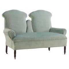 Unusual French Napoleon III upholstered settee. 19th century.