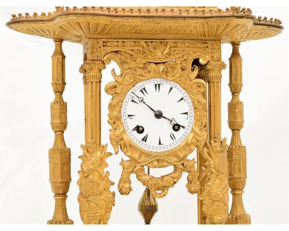 Unusual French Ormolu and Jeweled Clock Made for the Ottoman Turkish Market In Good Condition In Long Island City, NY
