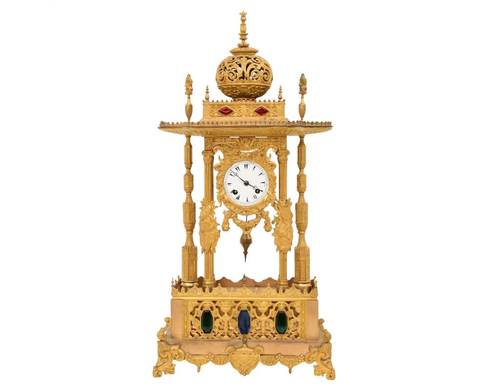 Unusual French Ormolu and Jeweled Clock Made for the Ottoman Turkish Market 2