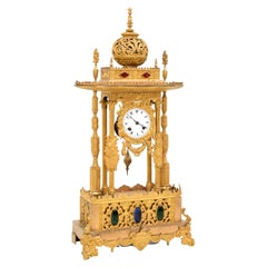 Unusual French Ormolu and Jeweled Clock Made for the Ottoman Turkish Market