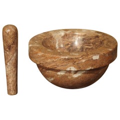 Unusual French Rouge Marble with Matching Pestle, 20th Century