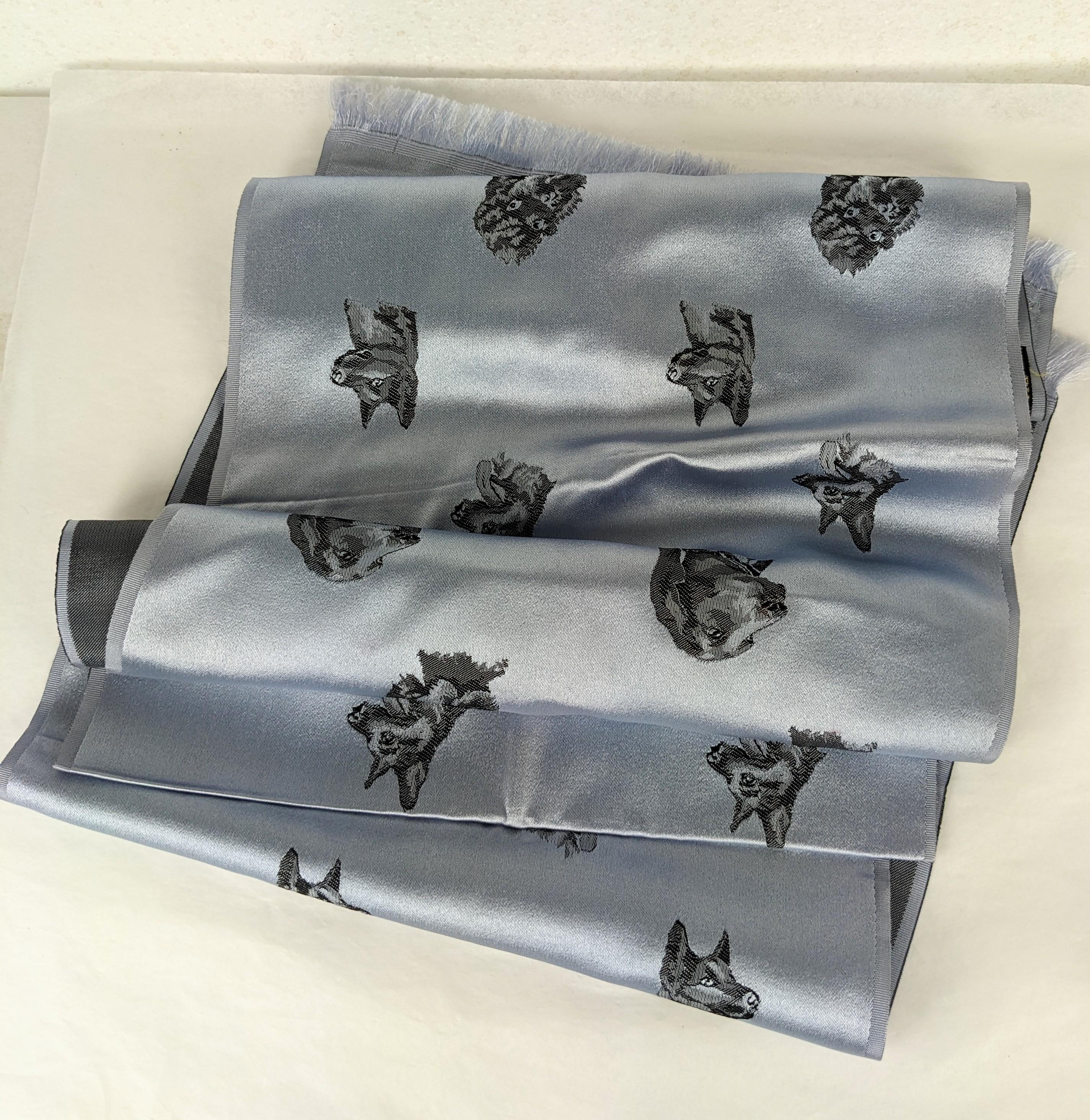 Gray Unusual French Satin Jacquard Dog Muffler For Sale