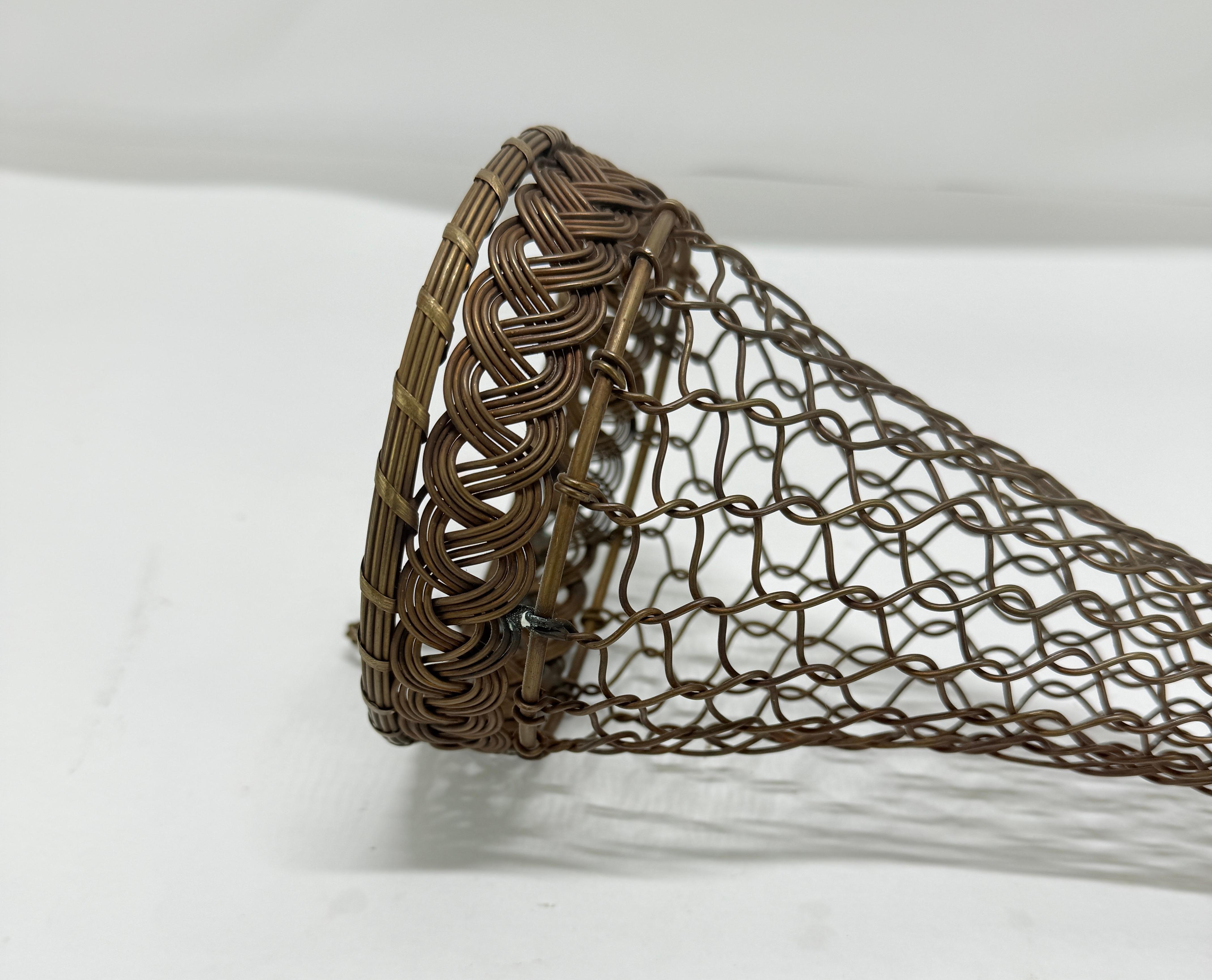 Belle Époque Unusual French Victorian Bronze Wire Wall Cone or Wall Bouquet Holder For Sale