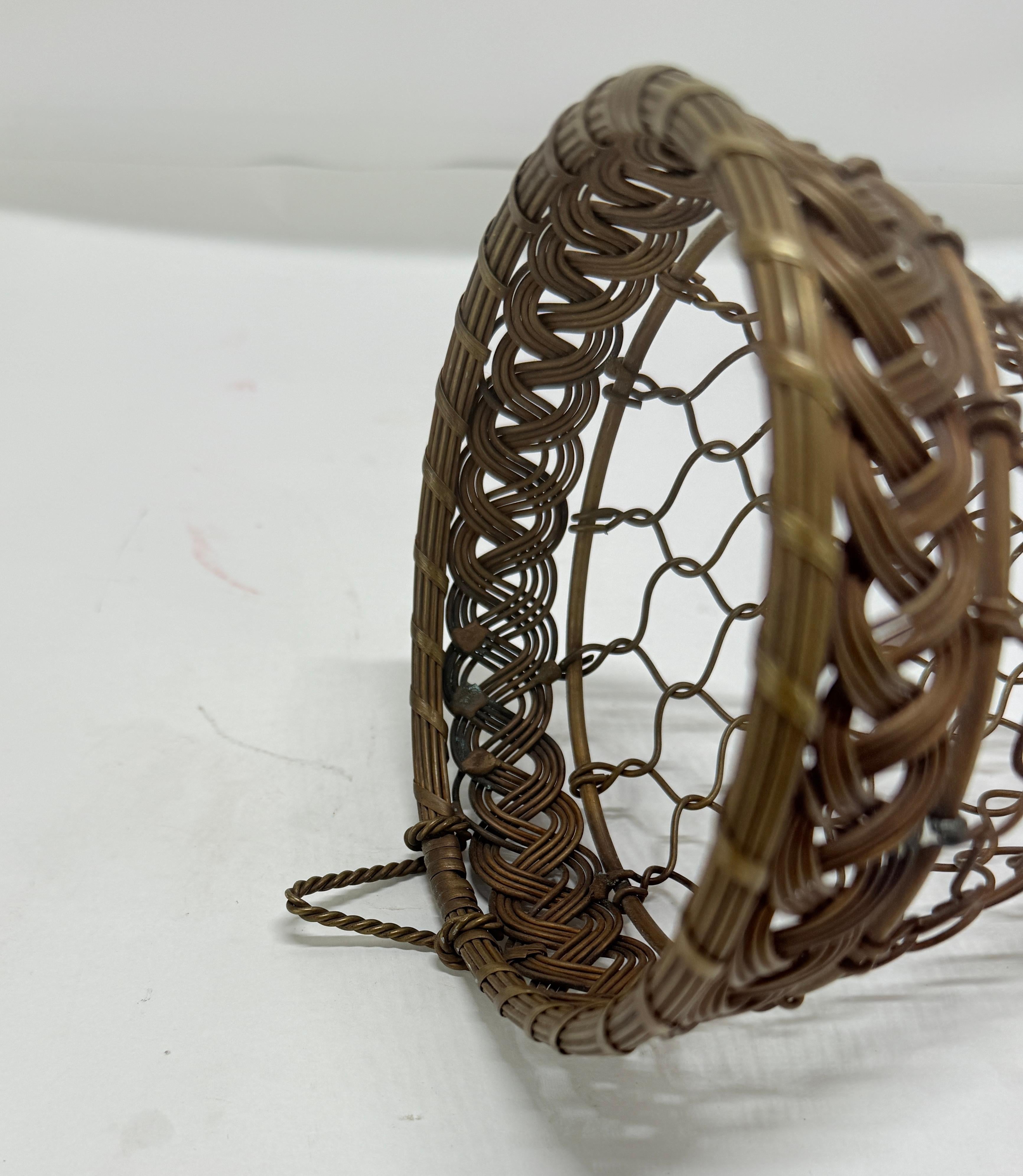 Unusual French Victorian Bronze Wire Wall Cone or Wall Bouquet Holder In Good Condition For Sale In Atlanta, GA