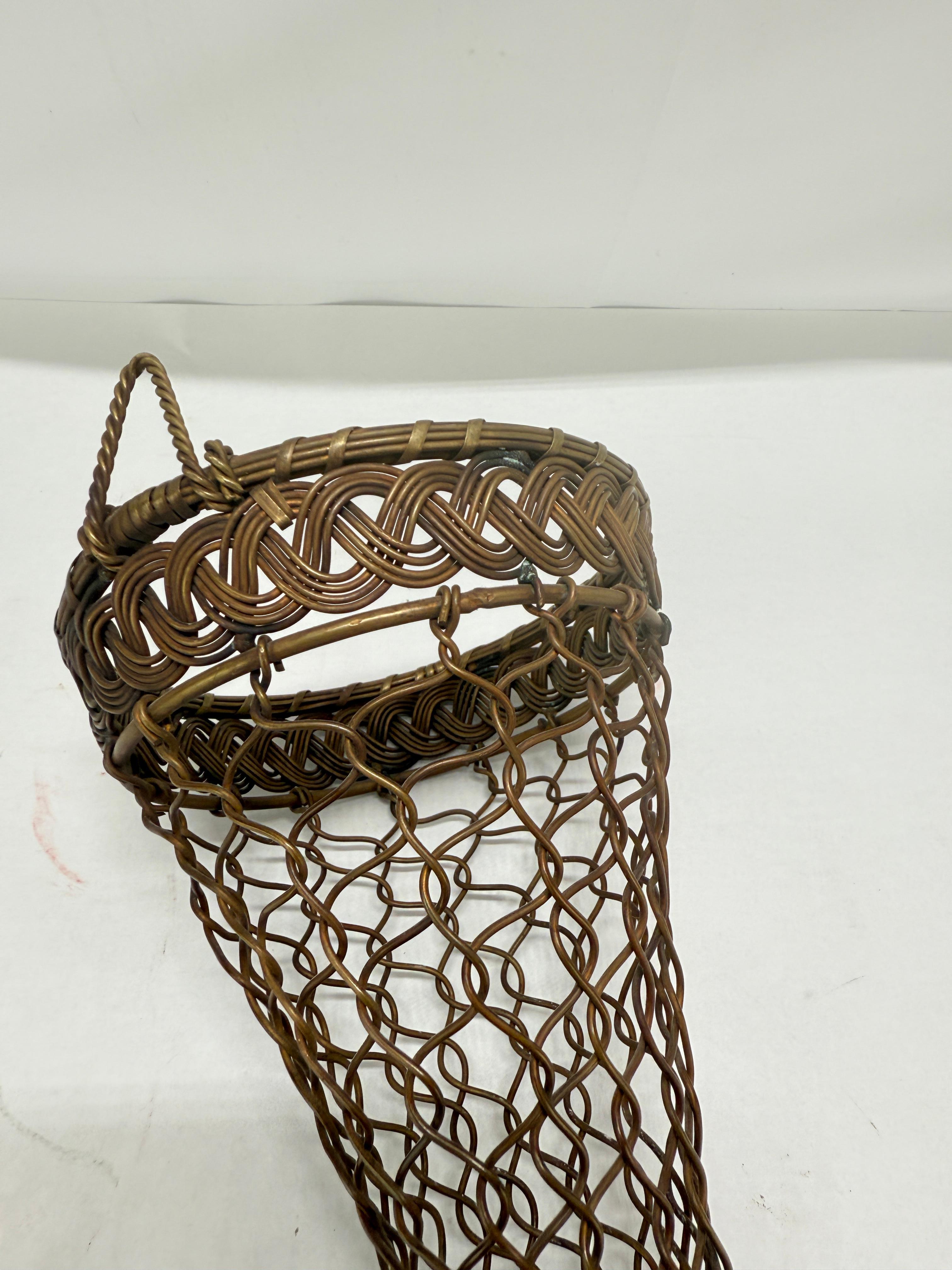 Unusual French Victorian Bronze Wire Wall Cone or Wall Bouquet Holder For Sale 1