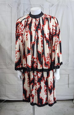 Unusual Galanos Silk Crepe Pleated Dress