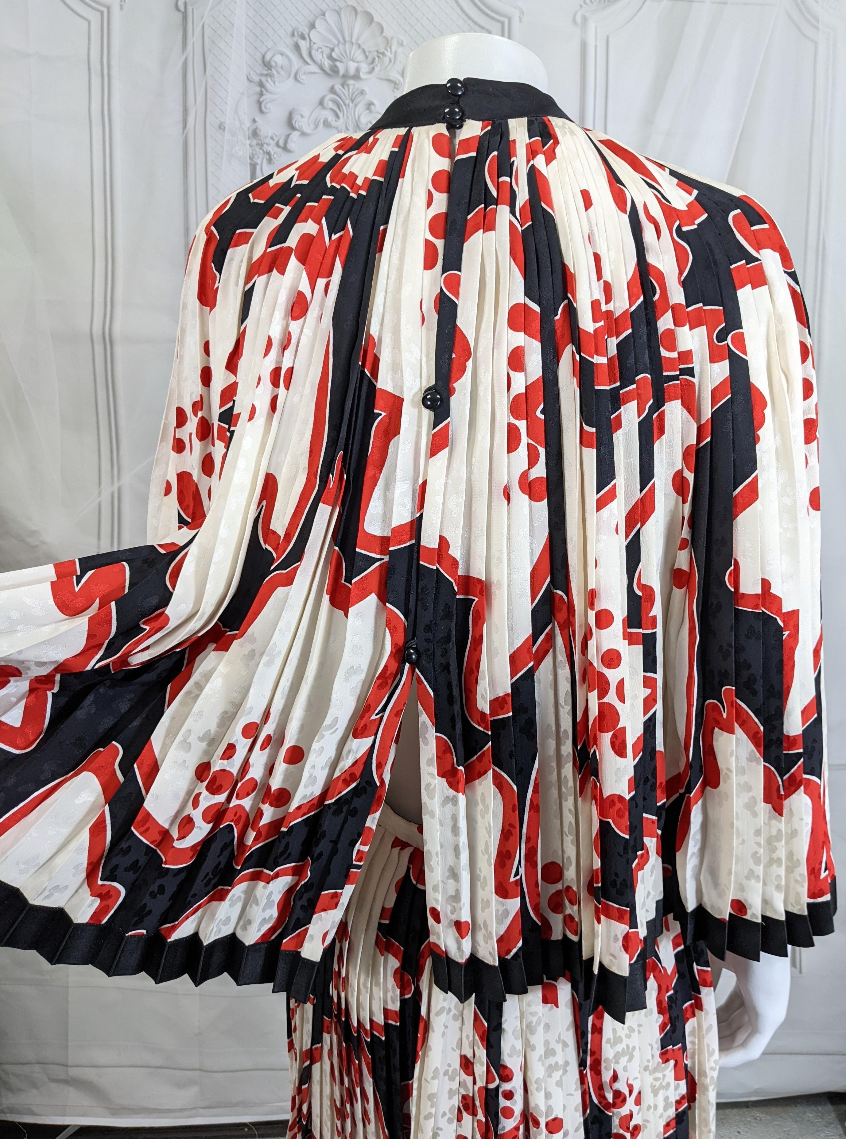 Unusual Galanos Silk Crepe Pleated Dress For Sale 1
