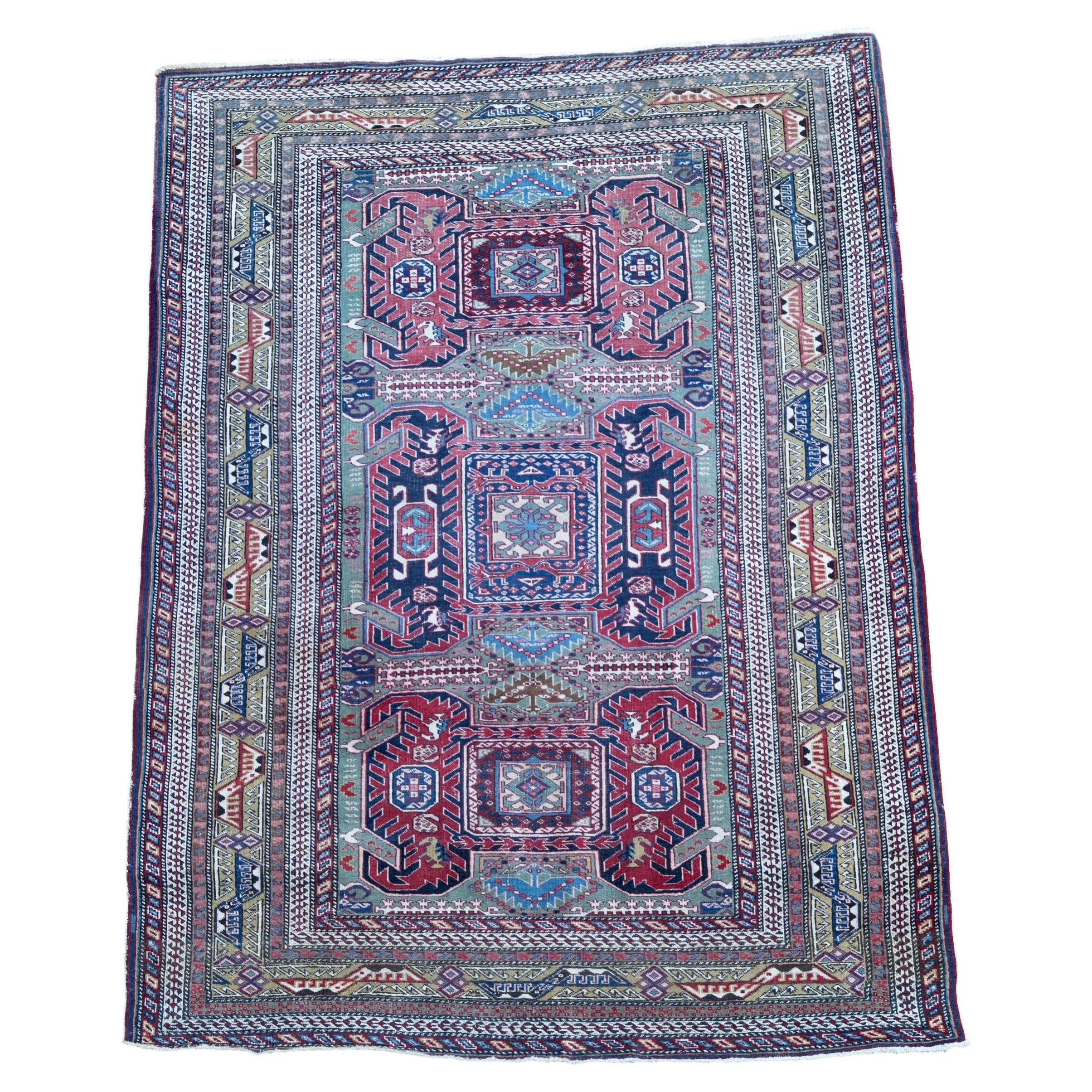 Ungewöhnlicher geometrischer Ardebil Vintage-Teppich im Angebot