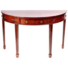 Unusual George III Mahogany Demilune Serving Table