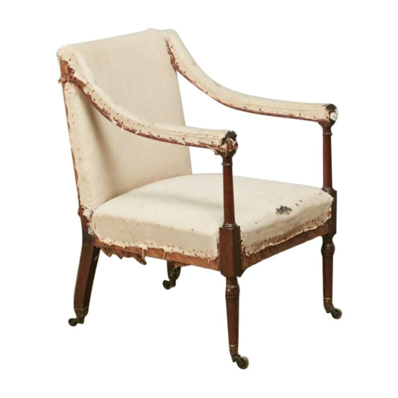 Unusual George III Mahogany Library Chair