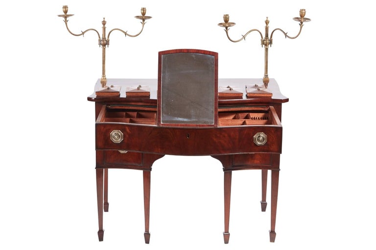 Unusual George Iii Mahogany Serpentine Fronted Dressing Table At