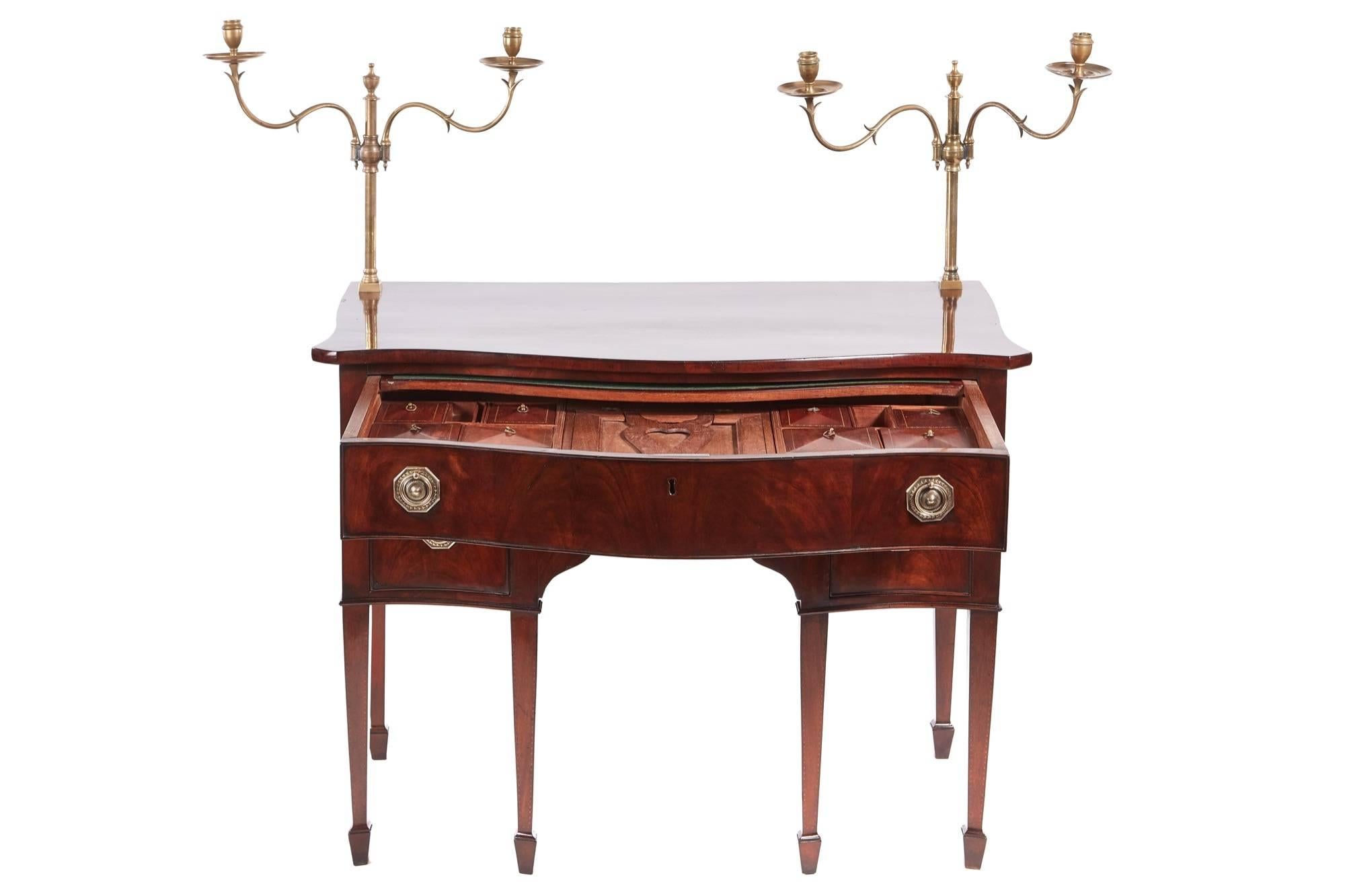 European Unusual George III Mahogany Serpentine Fronted Dressing Table