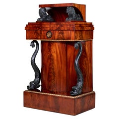 Unusual German Late Empire Cabinet with Carved Dolphins and Lions, early 19th