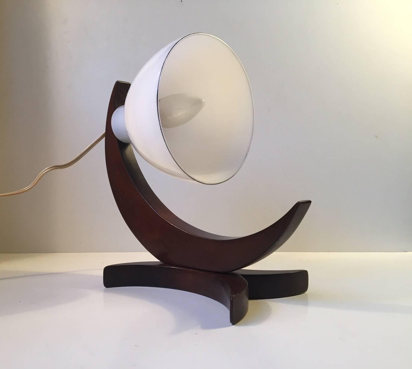 Opaline Glass Unusual German Modernist 'Moon' Hybrid Table or Wall Lamp