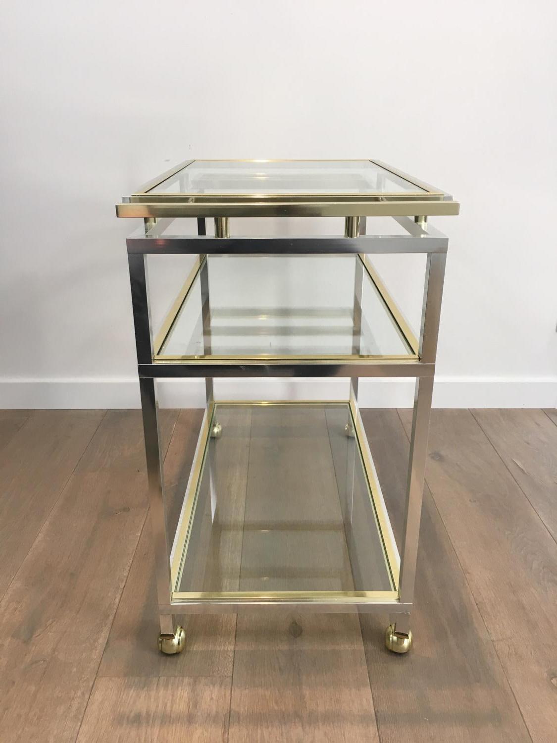 Unusual Gild et Chrome Aluminium Drinks Trolley, French, circa 1970 6