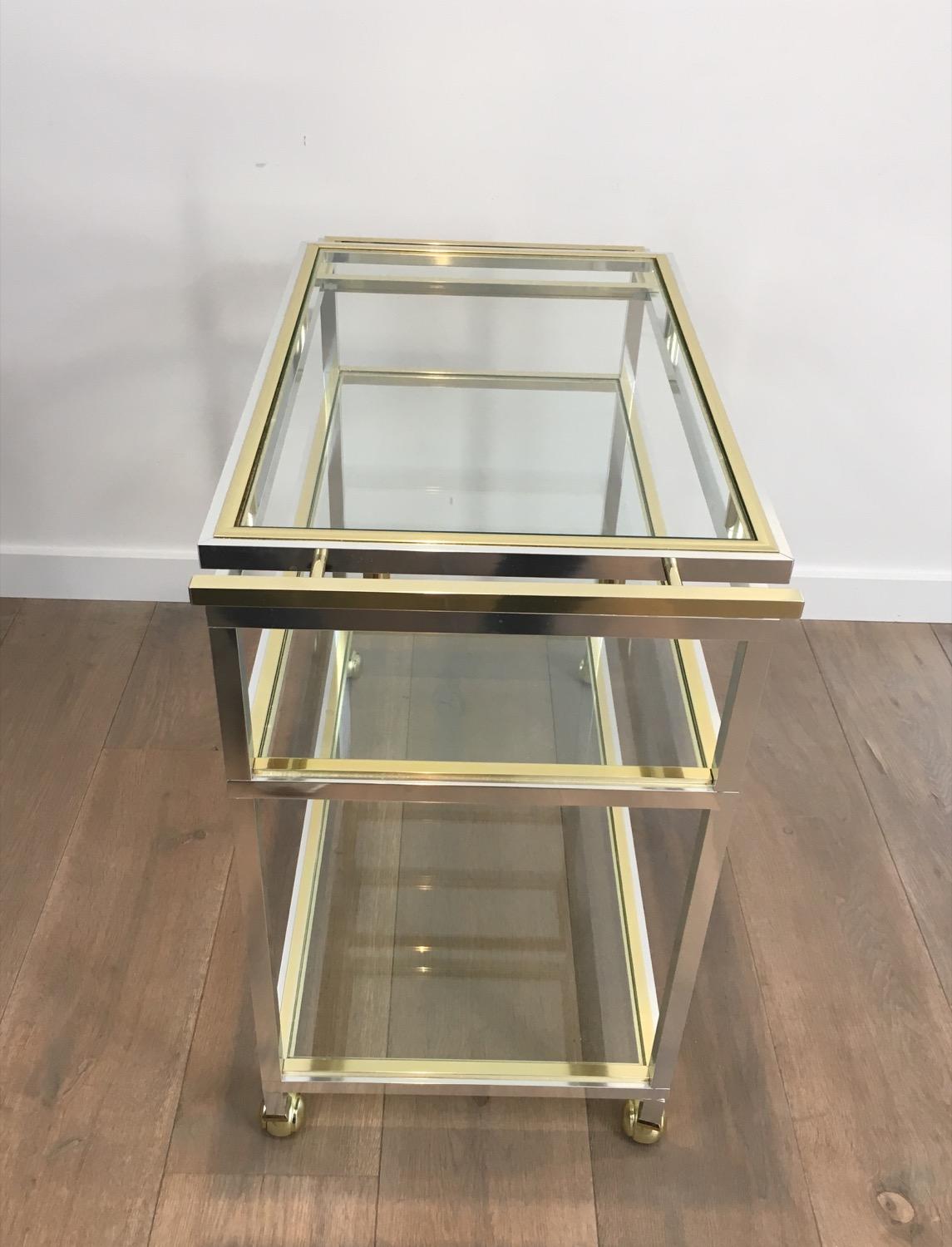 Unusual Gild et Chrome Aluminium Drinks Trolley, French, circa 1970 7