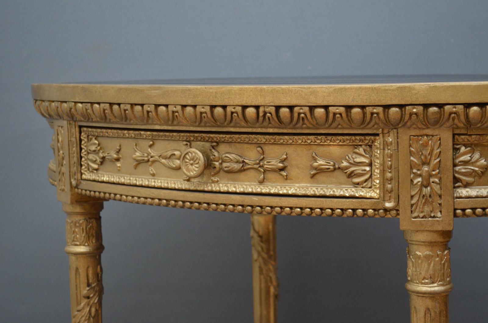 European Unusual Gilded Side Table, Writing Table