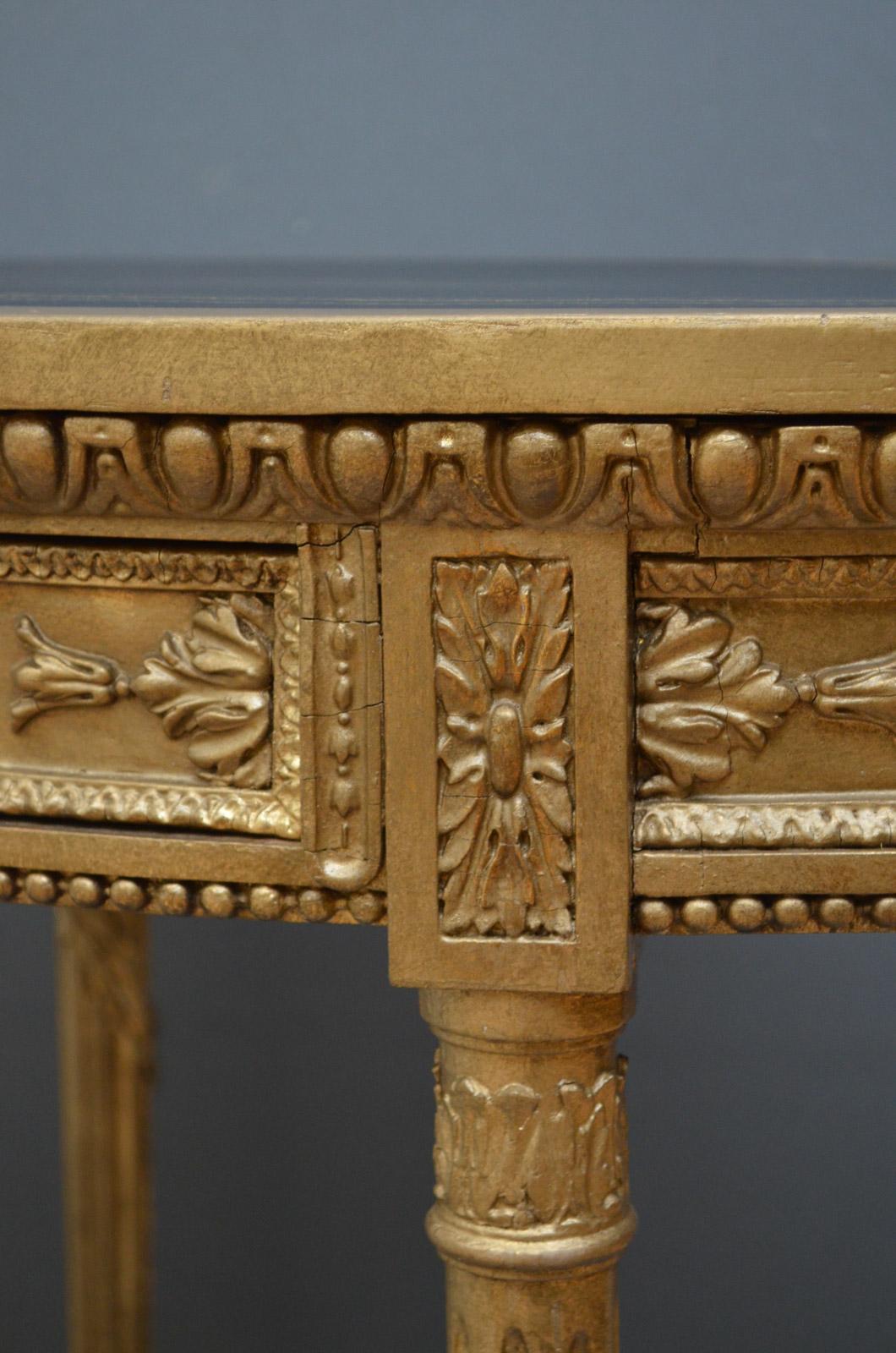 Late 19th Century Unusual Gilded Side Table, Writing Table