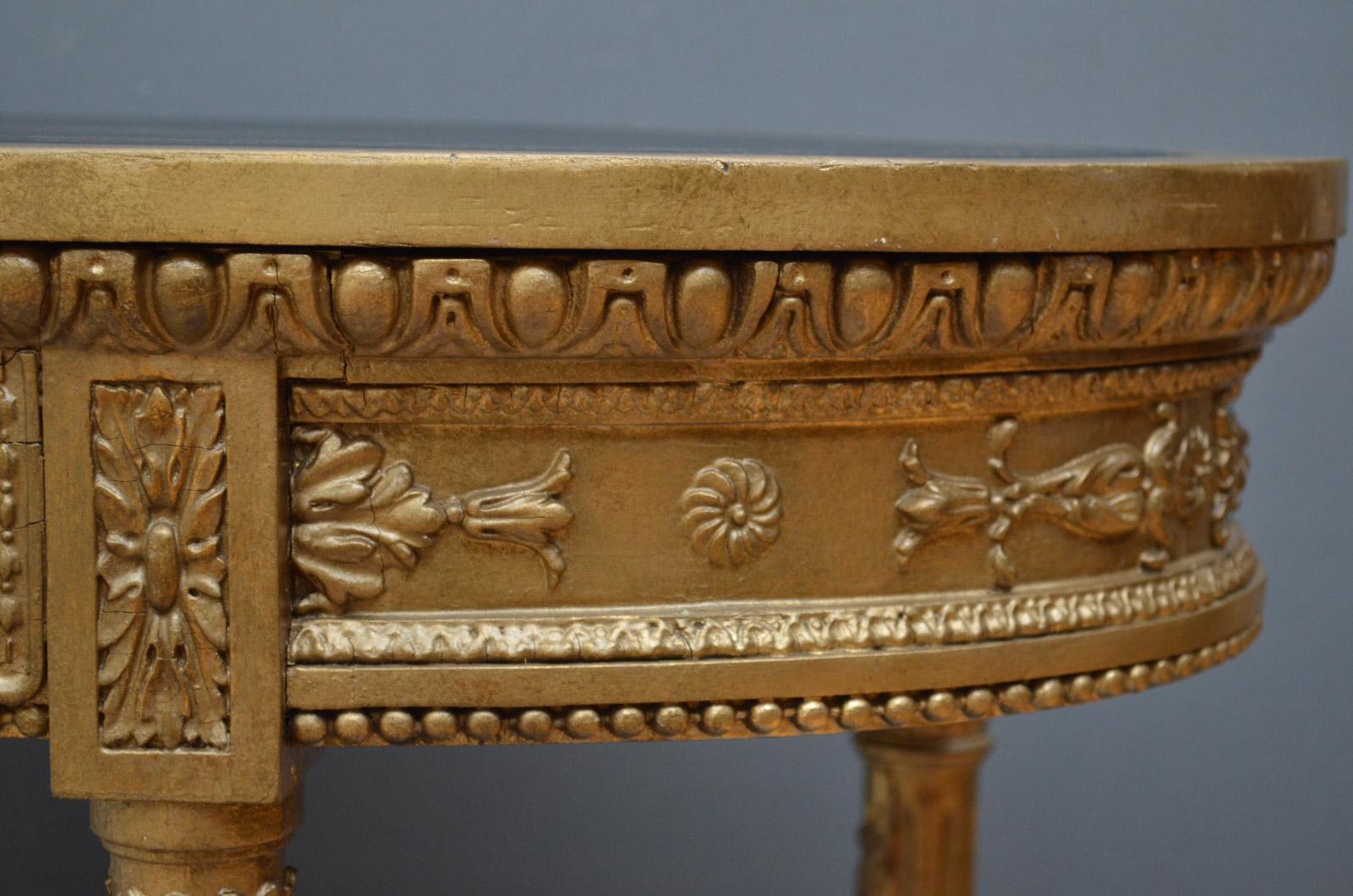 Giltwood Unusual Gilded Side Table, Writing Table