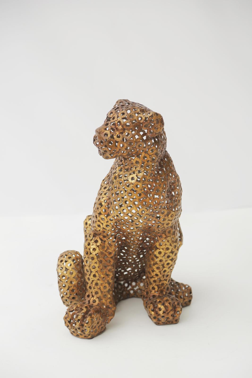 Doré Insolite léopard en métal doré, en forme de lave-vaisselle en acier soudé en vente