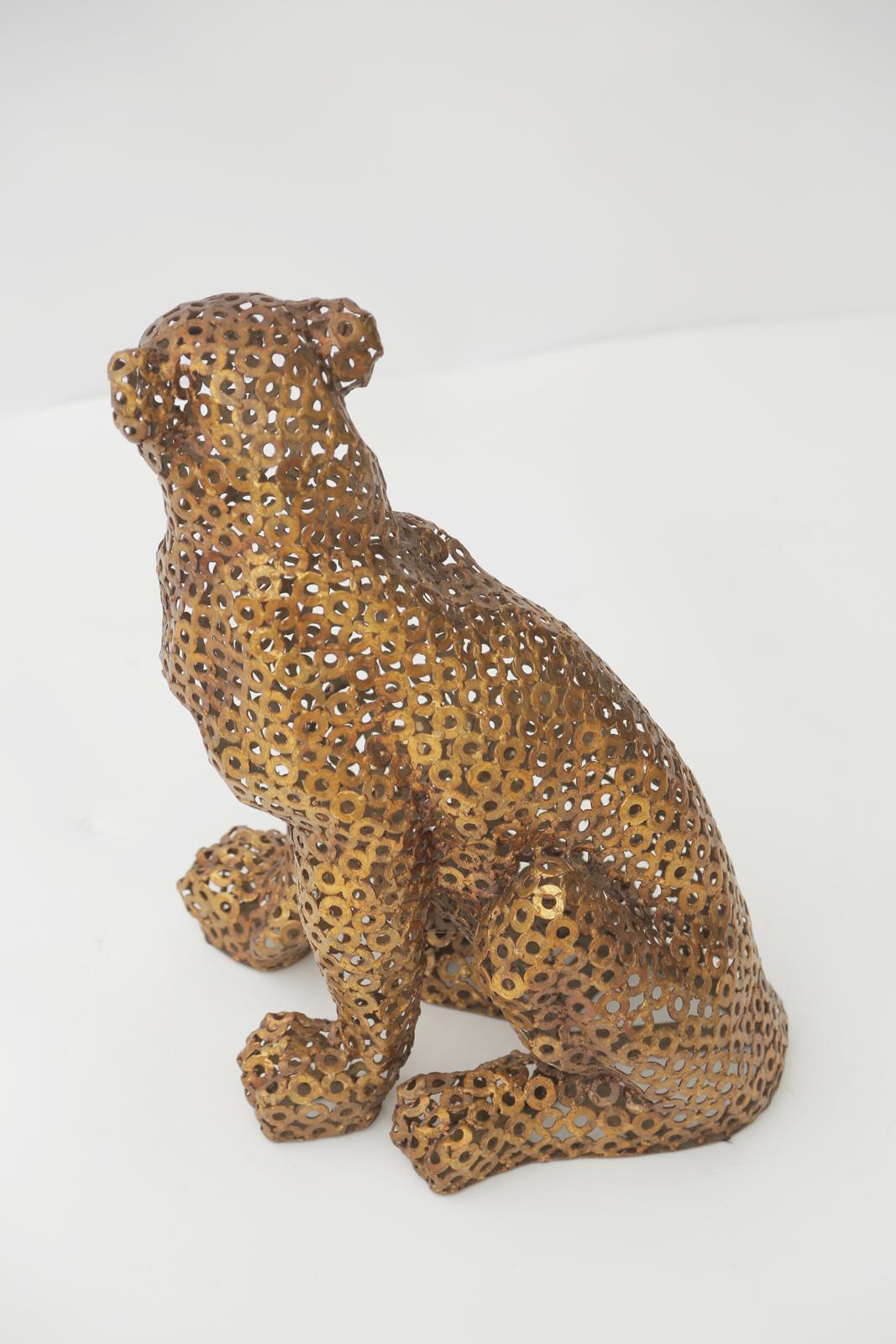 20ième siècle Insolite léopard en métal doré, en forme de lave-vaisselle en acier soudé en vente