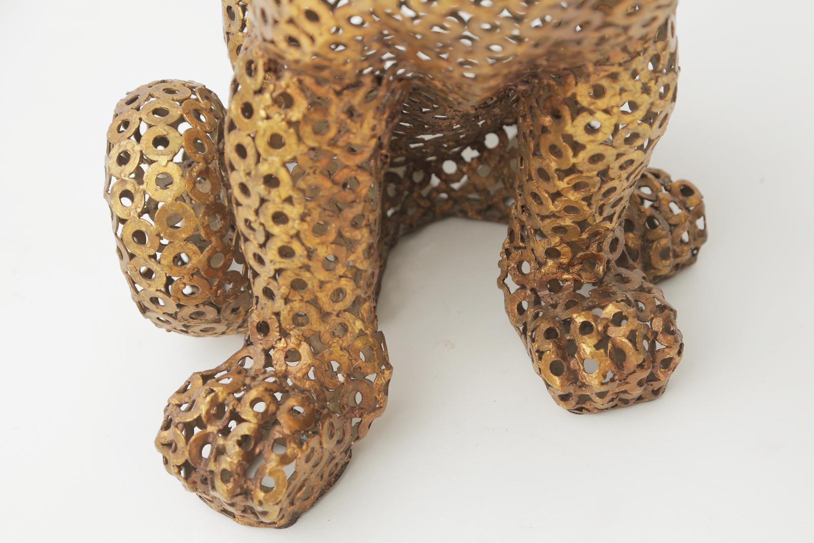 Unusual Gilt Metal Leopard, Formed of Welded Steel Washers For Sale 2