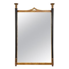 Unusual Giltwood Mirror in the Neoclassic Manner with Ebonized Columns
