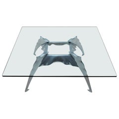 Unusual Glass and Cast Aluminium Coffee Table in the Style of Philippe Starck